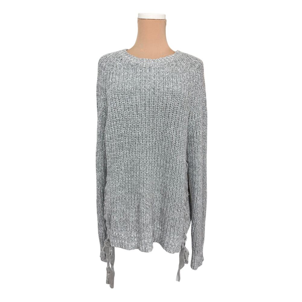 CoCo + Carmen Light Silver/Gray Sweater with ties L/XL